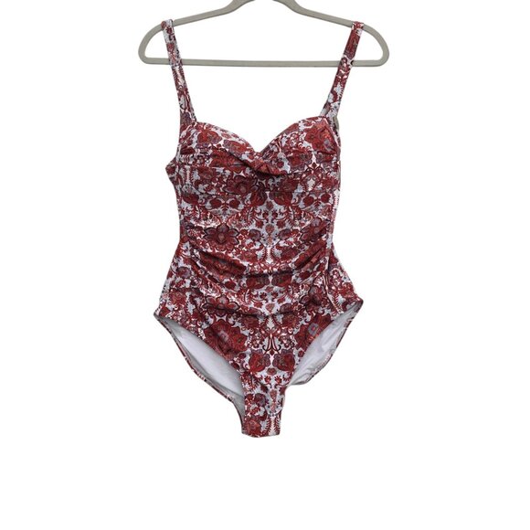 NEW Niptuck Women’s Sakina Floral Joanne One Piece Slimming Swimsuit size 8 Red - Picture 2 of 12